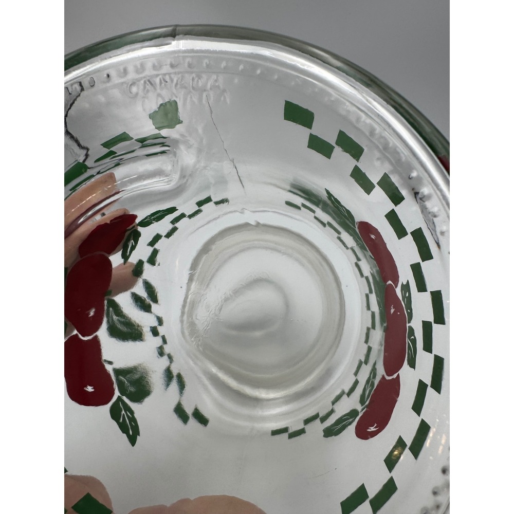 Vintage Red Apple Green Checkered Glass Canister Jar with Lid Made in Canada - Picture 7 of 9